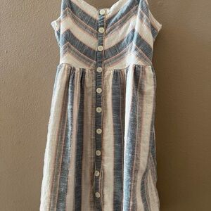 Altar'd State Striped Button-Down Dress - Blue and Cream